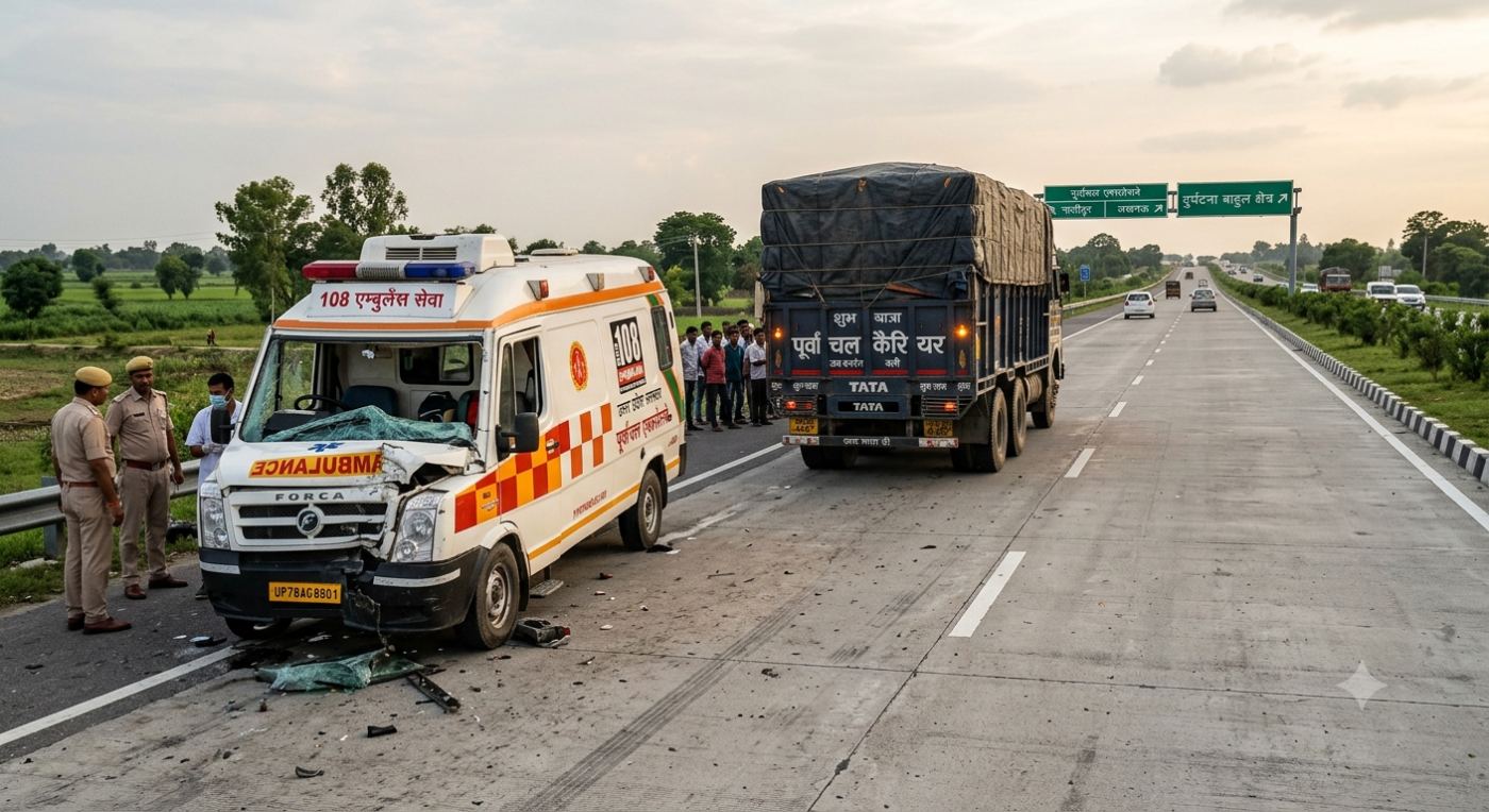 उत्तर प्रदेश सुल्तानपुर में पूर्वांचल एक्सप्रेस-वे पर एक दर्दनाक सड़क हादसा, चार लोगों की मौत