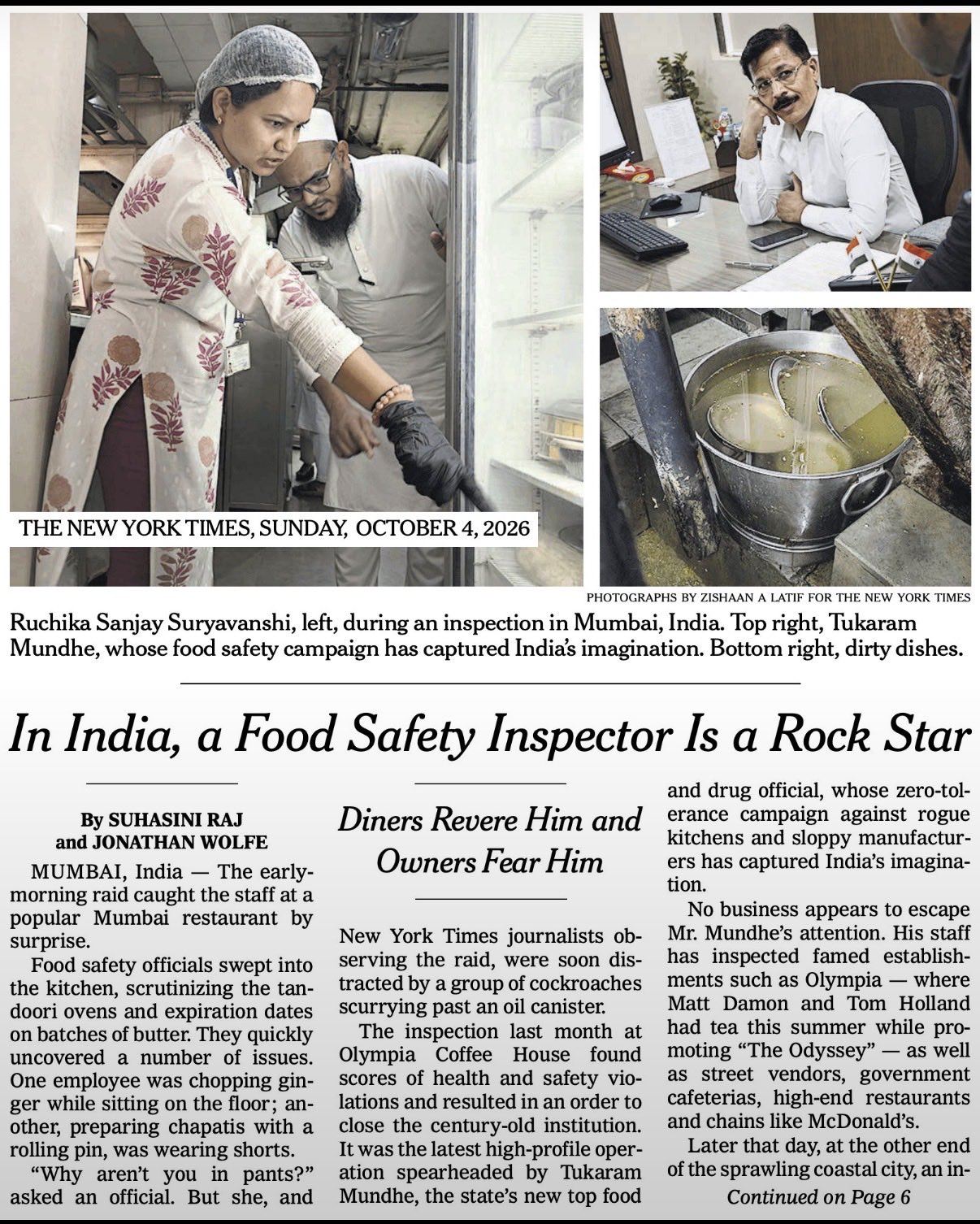 ‘रॉक स्टार’ बने फूड सेफ्टी इंस्पेक्टर तुकाराम मुंढे, New York Times ने फ्रंट पेज पर दी जगह
